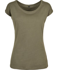 Build Your Brand Women's Wide Neck Tee - Olive