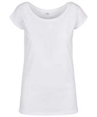 Build Your Brand Women's Wide Neck Tee - White