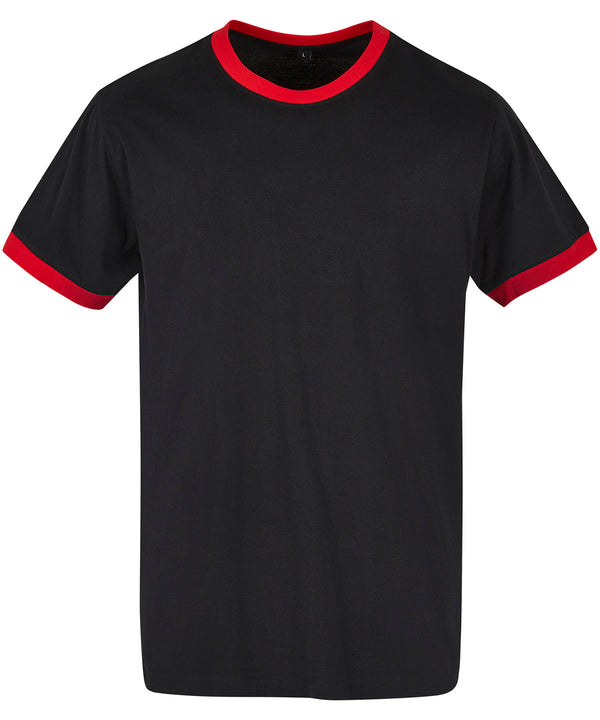 Build Your Brand Ringer Tee - Black/City Red