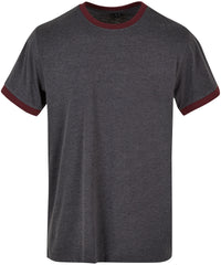 Build Your Brand Ringer Tee - Charcoal/Cherry