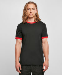 Build Your Brand Ringer Tee - Black/City Red