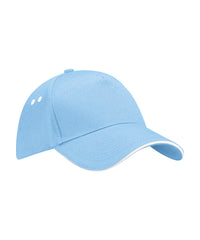 Beechfield Ultimate 5-panel Cap - Sandwich Peak - Sky Blue/White