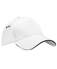 Beechfield Ultimate 5-panel Cap - Sandwich Peak - White/Black