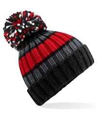 Beechfield Hygge Striped Beanie - Black Cherry