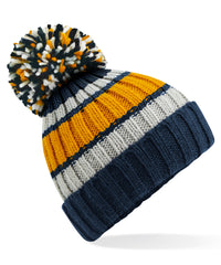 Beechfield Hygge Striped Beanie - Dijon Blue