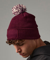 Beechfield Snowstar® Patch Beanie - Black/Graphite Grey