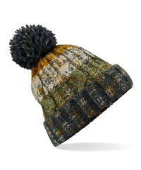 Beechfield Corkscrew Pom Pom Beanie - Autumn Moss