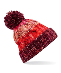 Beechfield Corkscrew Pom Pom Beanie - Cherry Sherbet