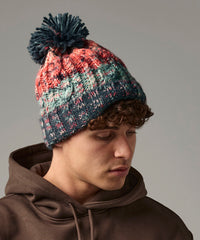 Beechfield Corkscrew Pom Pom Beanie - Alpine Blues