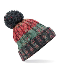Beechfield Corkscrew Pom Pom Beanie - Watermelon Breeze