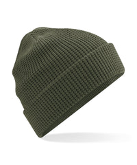 Beechfield Organic Cotton Waffle Beanie - Olive Green