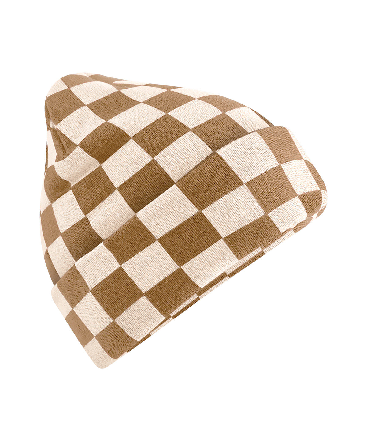 Beechfield Checkerboard Beanie - Biscuit/Almond