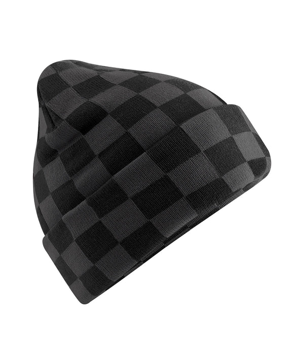 Beechfield Checkerboard Beanie - Black/Charcoal
