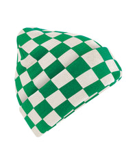 Beechfield Checkerboard Beanie - Kelly Green/Off White
