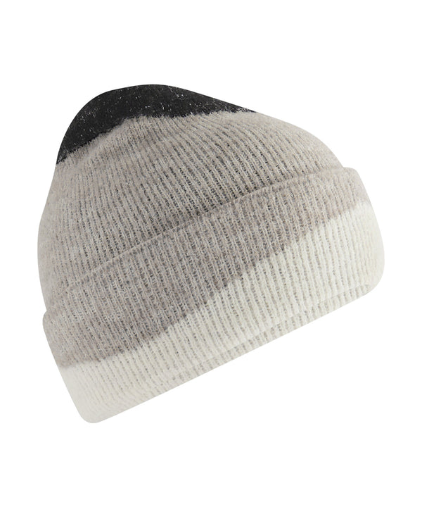 Beechfield Soft Wave Beanie - Black/Light Grey/Soft White