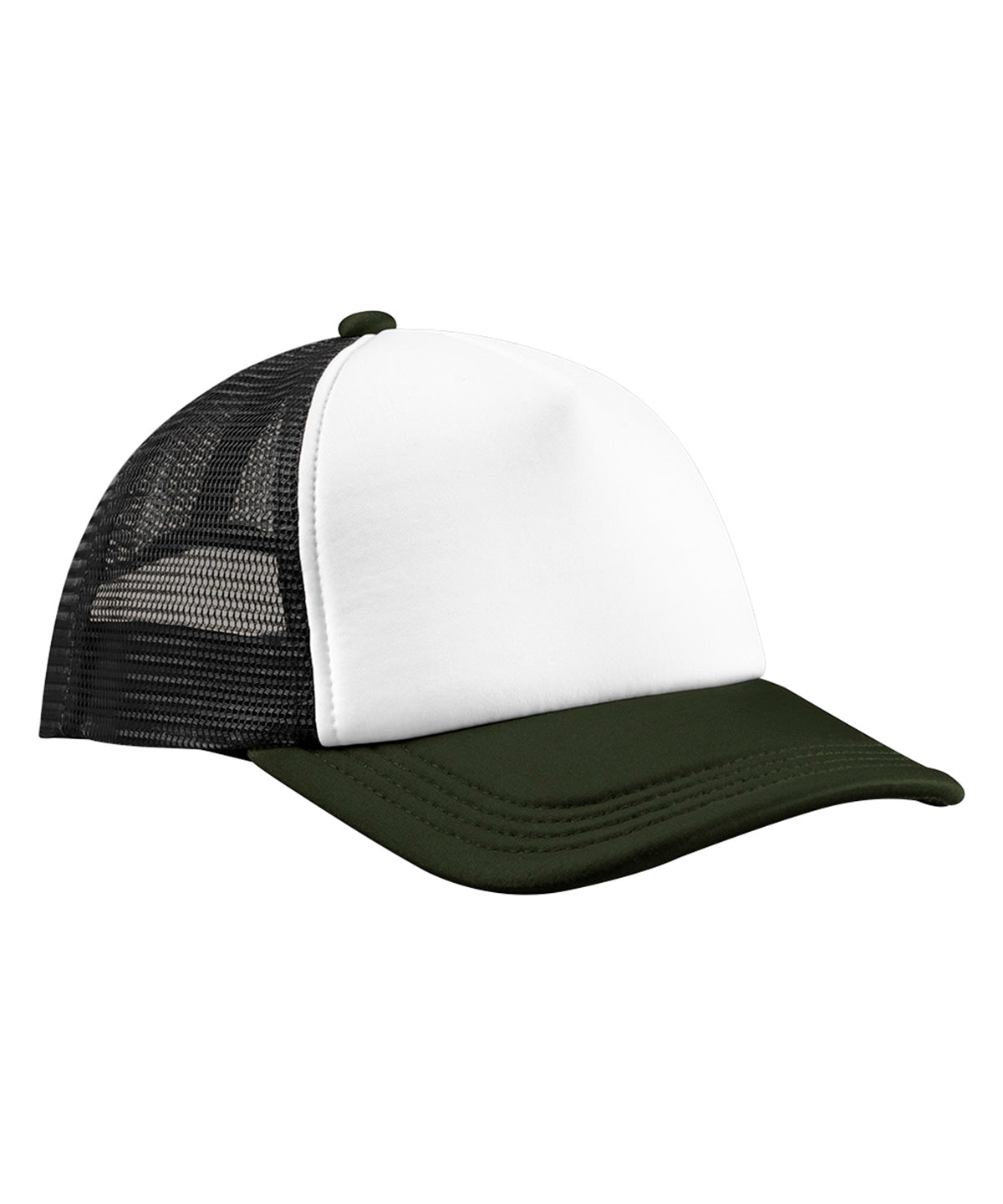 Beechfield Retro 5-panel Trucker - Black/Dark Olive