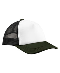 Beechfield Retro 5-panel Trucker - Black/Dark Olive