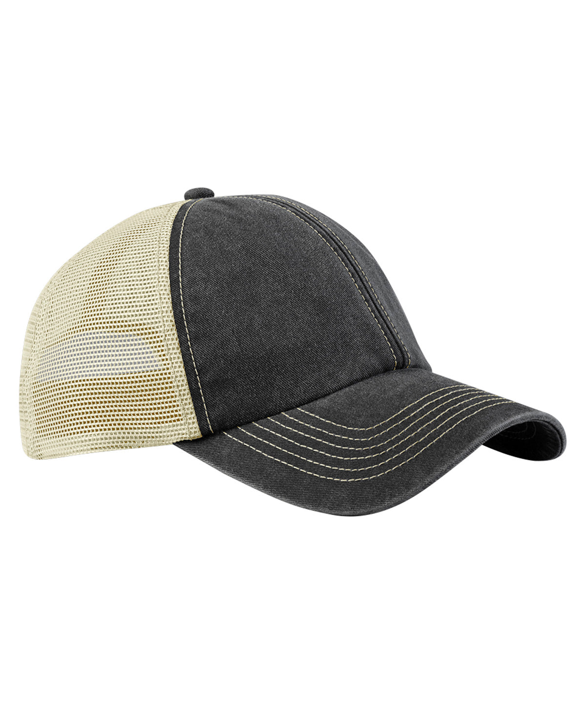 Beechfield 6-panel Vintage Trucker - Vintage Black/Stone
