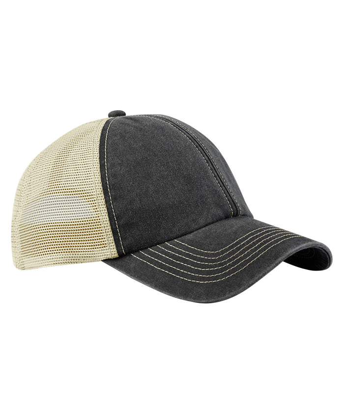 Beechfield 6-panel Vintage Trucker - Vintage Black/Stone