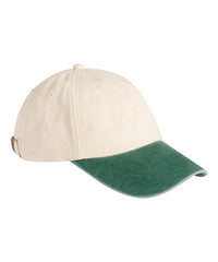 Beechfield Contrast Peak Low-profile Vintage Cap - Natural/Vintage Bottle Green