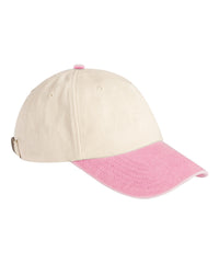 Beechfield Contrast Peak Low-profile Vintage Cap - Natural/Vintage Dusky Pink