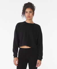 Bella Canvas Women's Raglan Pullover Fleece - Black