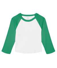 Bella Canvas Women’s Micro Rib 3/4 Raglan Baby T-shirt - White/Kelly