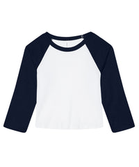 Bella Canvas Women’s Micro Rib 3/4 Raglan Baby T-shirt - White/Navy