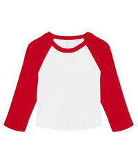 Bella Canvas Women’s Micro Rib 3/4 Raglan Baby T-shirt - White/Red