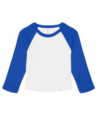 Bella Canvas Women’s Micro Rib 3/4 Raglan Baby T-shirt - White/True Royal