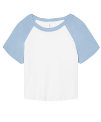Bella Canvas Women’s Micro Rib Raglan Baby T-shirt - White/Baby Blue