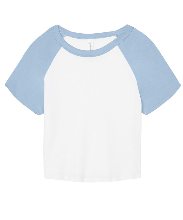 Bella Canvas Women’s Micro Rib Raglan Baby T-shirt - White/Baby Blue