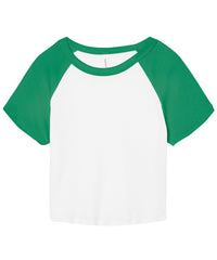 Bella Canvas Women’s Micro Rib Raglan Baby T-shirt - White/Kelly