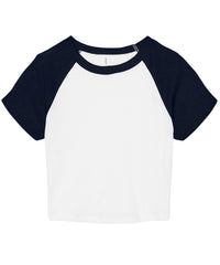 Bella Canvas Women’s Micro Rib Raglan Baby T-shirt - White/Navy