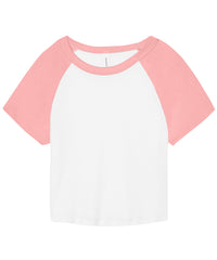 Bella Canvas Women’s Micro Rib Raglan Baby T-shirt - White/Pink