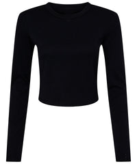 Bella Canvas Women’s Micro Rib Long Sleeve Baby T-shirt - Solid Black Blend