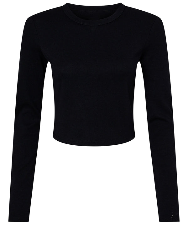Bella Canvas Women’s Micro Rib Long Sleeve Baby T-shirt - Solid Black Blend