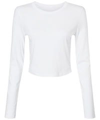 Bella Canvas Women’s Micro Rib Long Sleeve Baby T-shirt - Solid White Blend