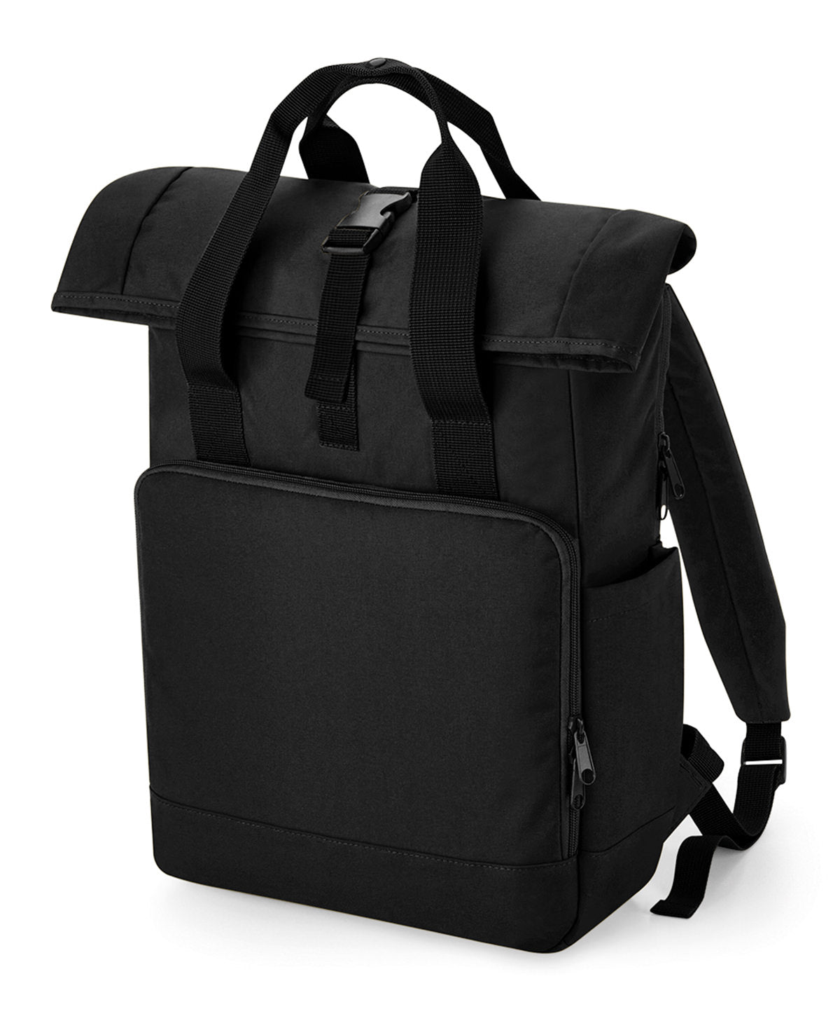 BagBase Recycled Twin Handle Roll-top Laptop Backpack - Black