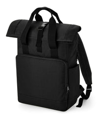 BagBase Recycled Twin Handle Roll-top Laptop Backpack - Black