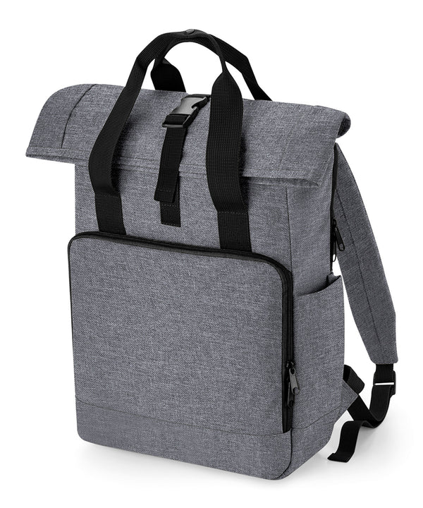 BagBase Recycled Twin Handle Roll-top Laptop Backpack - Grey Marl