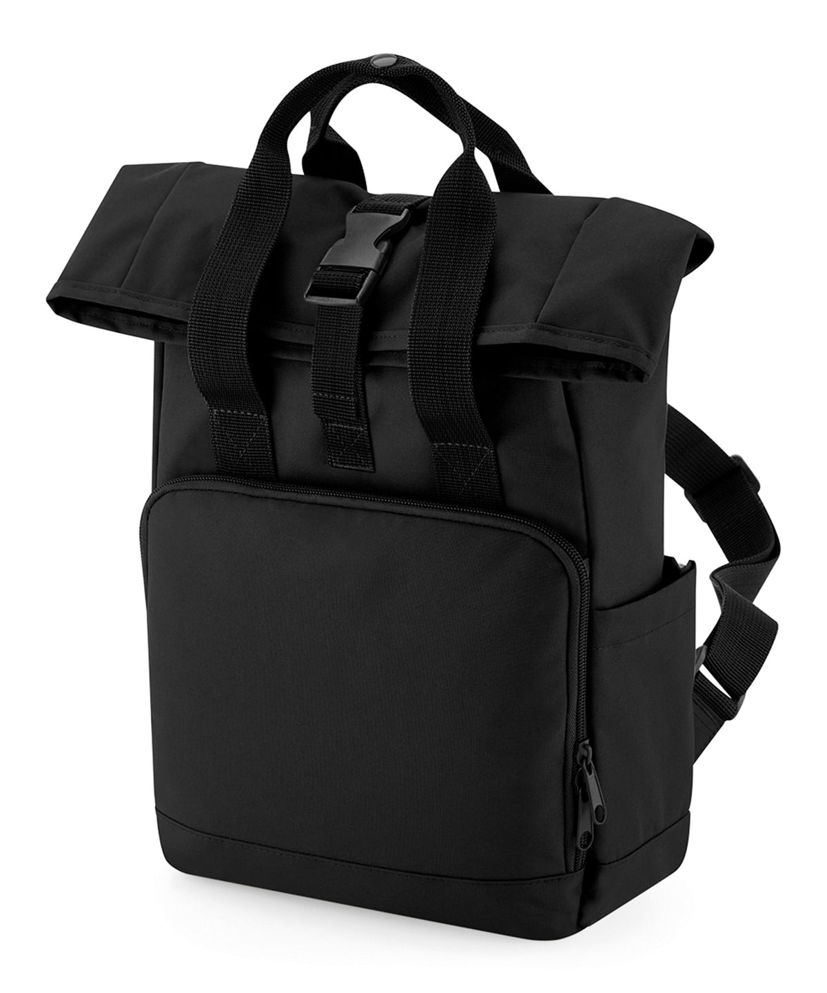 BagBase Recycled Mini Twin Handle Roll-top Backpack - Black