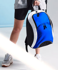 BagBase Teamwear Backpack - Black/Classic Red/White