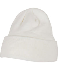 Build Your Brand Heavy Knit Beanie - White