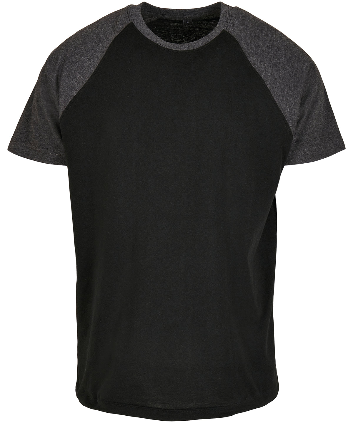 Build Your Brand Raglan Contrast Tee - Black/Charcoal*
