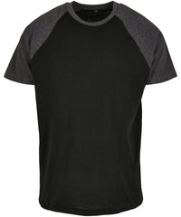 Build Your Brand Raglan Contrast Tee - Black/Charcoal*