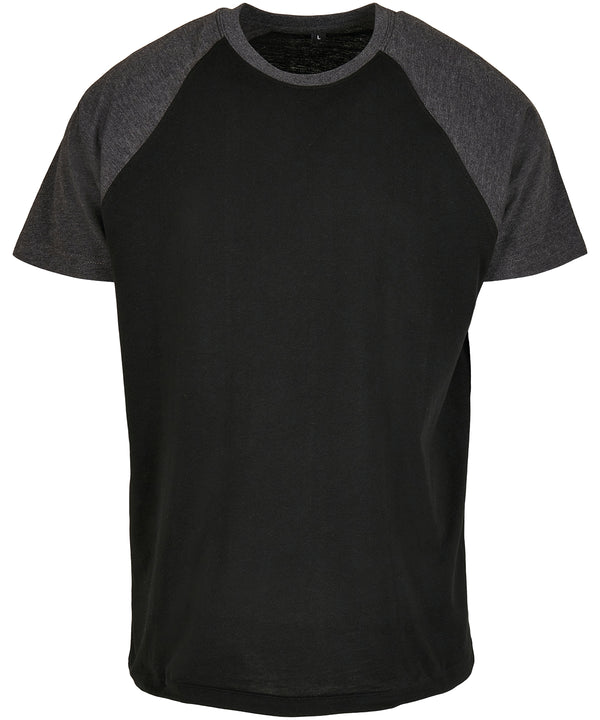 Build Your Brand Raglan Contrast Tee - Black/Charcoal*