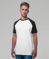 Build Your Brand Raglan Contrast Tee - Black/Charcoal*