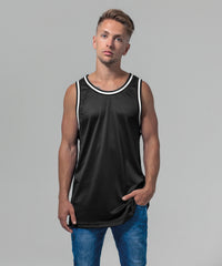 Build Your Brand Mesh Tank Top - Black/White
