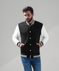 Build Your Brand Sweat College Jacket - Black/Red